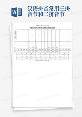 汉语拼音常用三拼音节和二拼音节表