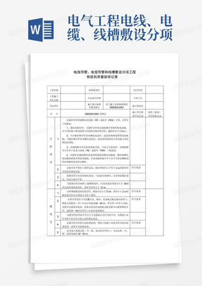 电气工程电线、电缆、线槽敷设分项工程检验批质量验收记录表