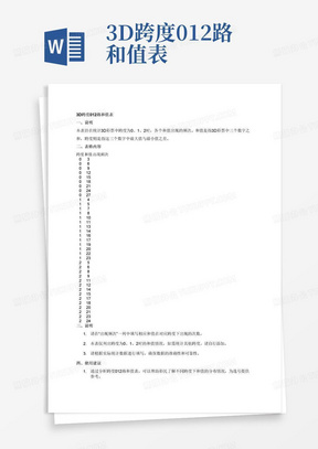 3D跨度012路和值表