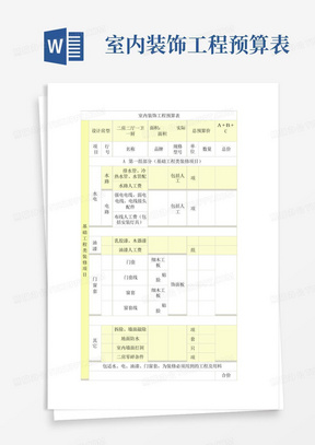 室内装饰工程预算表