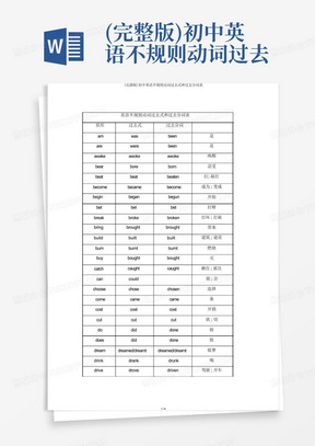 (完整版)初中英语不规则动词过去式和过去分词表