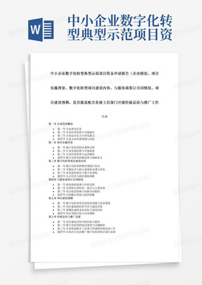 中小企业数字化转型典型示范项目资金申请报告（企业情况、项目实施背景、数字化转型项目建设内容、与服务商签订合同情况、项目建设预期、是否愿意配合各级工信部门开展经验总结与推广工作