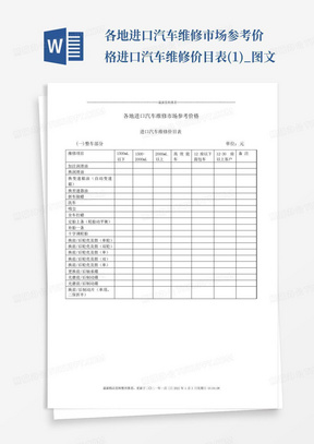 各地进口汽车维修市场参考价格进口汽车维修价目表(1)_图文