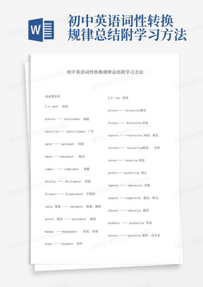 初中英语词性转换规律总结附学习方法