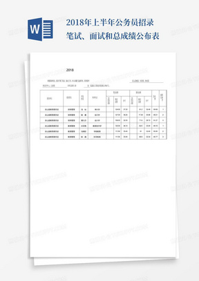 2018年上半年公务员招录笔试、面试和总成绩公布表