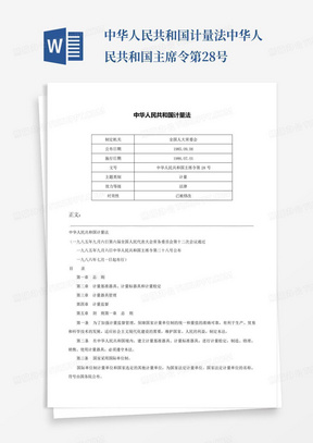 中华人民共和国计量法-中华人民共和国主席令第28号