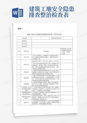 建筑工地安全隐患排查整治检查表