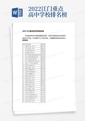 2022江门重点高中学校排名榜