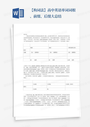 【构词法】高中英语单词词根、前缀、后缀大总结