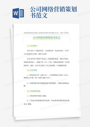 公司网络营销策划书范文