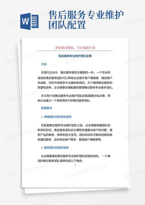 售后服务专业维护团队配置