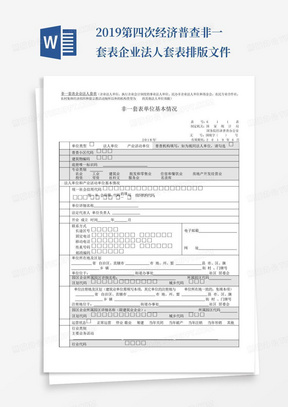 2019第四次经济普查非一套表企业法人套表排版文件