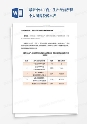 最新个体工商户生产经营所得个人所得税税率表