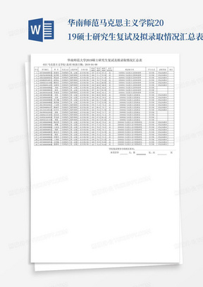 华南师范马克思主义学院2019硕士研究生复试及拟录取情况汇总表_文...