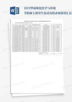 2019华南师范化学与环境学院硕士研究生复试及拟录取情况汇总表_文...