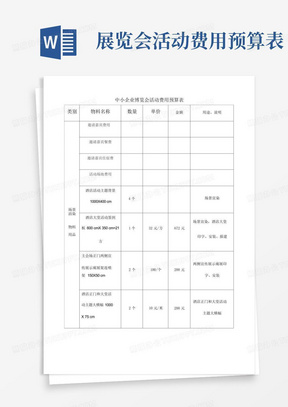 展览会活动费用预算表