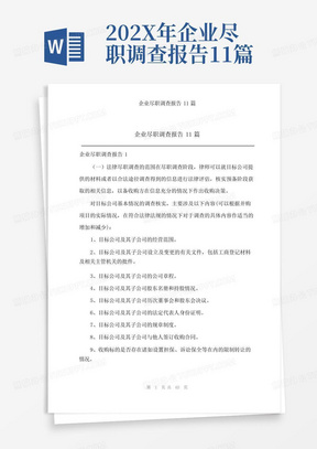 202X年企业尽职调查报告11篇