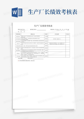 生产厂长绩效考核表