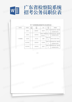 广东省检察院系统招考公务员职位表