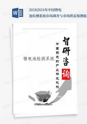 2018-2024年中国锂电池检测系统市场调查与市场供需预测报告(目录)