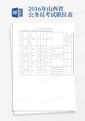 2016年山西省公务员考试职位表