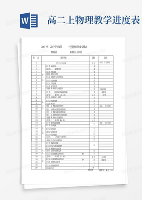 高二上物理教学进度表