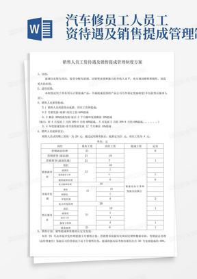 销售人员工资待遇及销售提成管理制度方案(4.26修改)