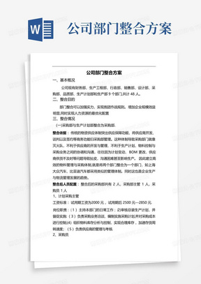 公司部门整合方案