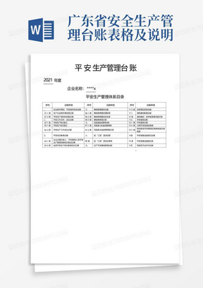 广东省安全生产管理台账表格及说明