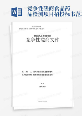 竞争性磋商食品药品检测项目招投标书范本