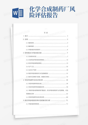 化学合成制药厂风险评估报告