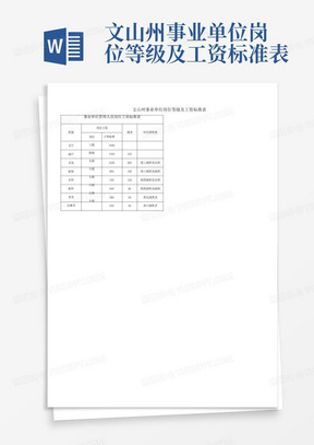 文山州事业单位岗位等级及工资标准表