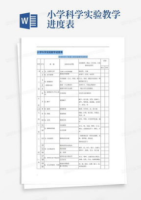 小学科学实验教学进度表