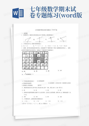 七年级数学期末试卷专题练习(word版