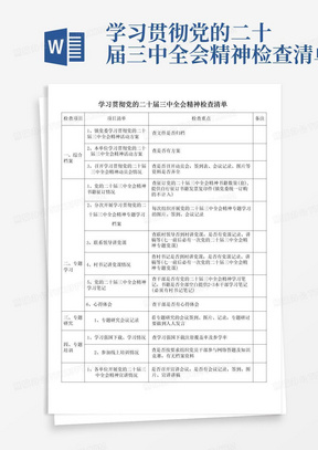 学习贯彻党的二十届三中全会精神检查清单