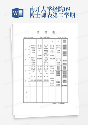 南开大学经院09博士课表第二学期