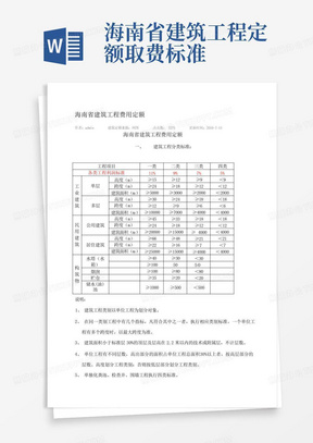 海南省建筑工程定额取费标准