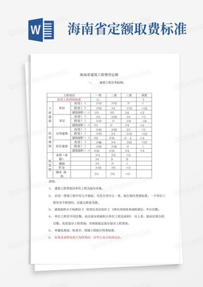 海南省定额取费标准