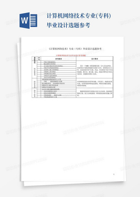 计算机网络技术专业(专科)毕业设计选题参考