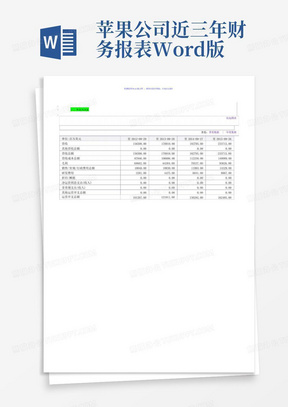 苹果公司近三年财务报表Word版