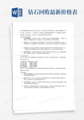 钻石回收最新价格表