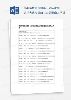 黄埔军校第六期第一总队步兵第三大队步兵前三大队湖南人学员