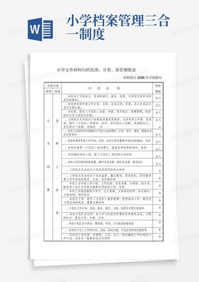 小学档案管理三合一制度