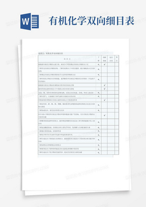 有机化学双向细目表