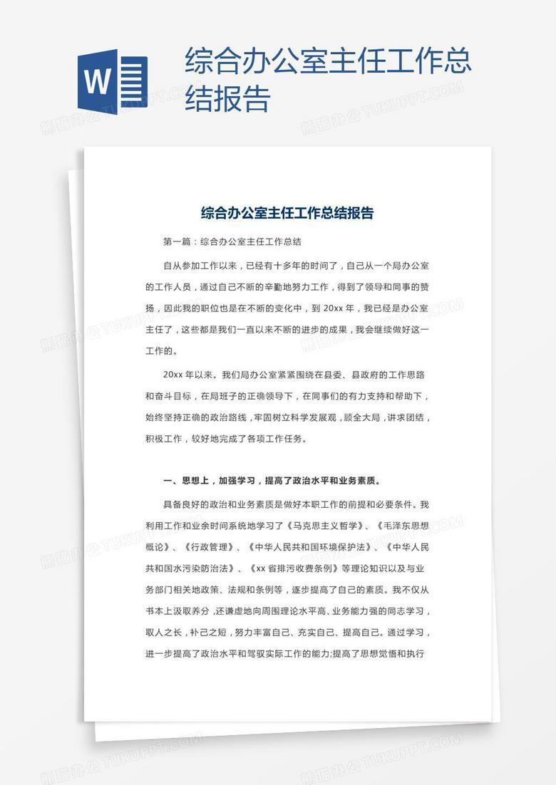 综合办公室主任工作总结报告