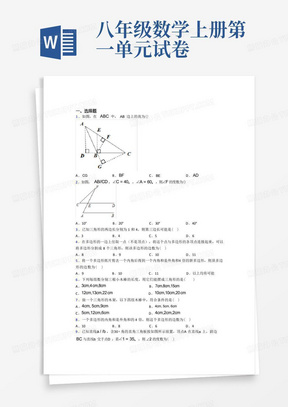 (人教版)上海市八年级数学上册第一单元《三角形》检测卷(包含答案解析)