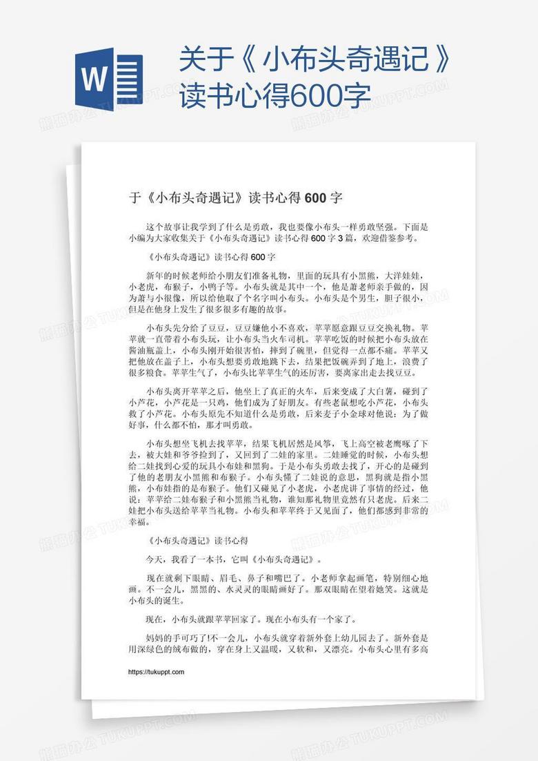 关于《小布头奇遇记》读书心得600字