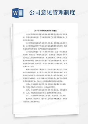 关于公司管理制度合理化建议