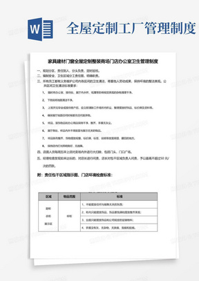 家具建材门窗全屋定制整装商场门店办公室卫生管理制度