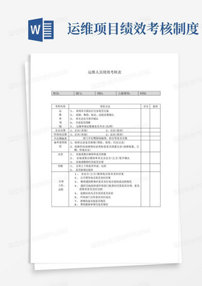 在线监测运维人员绩效考核表